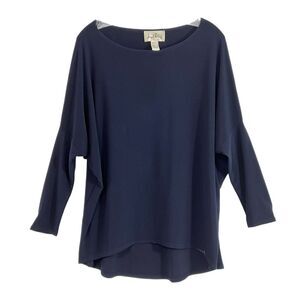 Joseph Ribkoff Tunic Top Blouse 4 Scoop Neck Dolman Sleeve Lagenlook Navy Blue